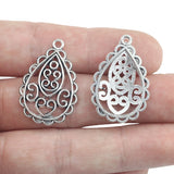 10pcs/lot 20*30mm Metal Alloy Antique Silver Color DIY Waterdrop Charm Pendant  For Necklace Bracelet Jewelry Making