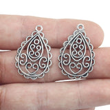 10pcs/lot 20*30mm Metal Alloy Antique Silver Color DIY Waterdrop Charm Pendant  For Necklace Bracelet Jewelry Making