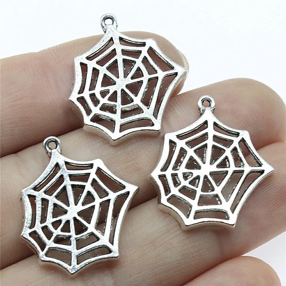 10pcs/lot 25x23mm Charms Cobweb Spider Halloween 25*22mmTibetan bronze Silver Color Making Pendant Fit Vintage DIY Jewelry