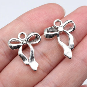 10pcs/lot  Bow Charms For Jewelry Making 17x22mm Antique Silver Color Accessories