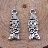 10pcs/lot Charms Double Sided Fish 19*7mm Tibetan  Silver Color Pendants Antique Jewelry Making DIY Handmade Craft