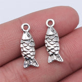 10pcs/lot Charms Double Sided Fish 19*7mm Tibetan  Silver Color Pendants Antique Jewelry Making DIY Handmade Craft