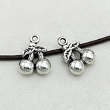 10pcs/lot  Charms Fruit Cherry 14x11mm Tibetan  Silver Color Pendants Antique Jewelry Making DIY Handmade Craft