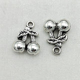 10pcs/lot  Charms Fruit Cherry 14x11mm Tibetan  Silver Color Pendants Antique Jewelry Making DIY Handmade Craft