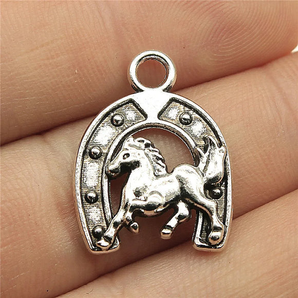 10pcs/lot Charms Horse Steed Horseshoe 23*17mm Antique Making Pendant fit,Vintage Tibetan Silver color,DIY Handmade Jewelry