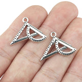 10piece 20*21mm Ruler Triangle Triangular DIY Charm Antique Silver Plated Jewelry Making Findings