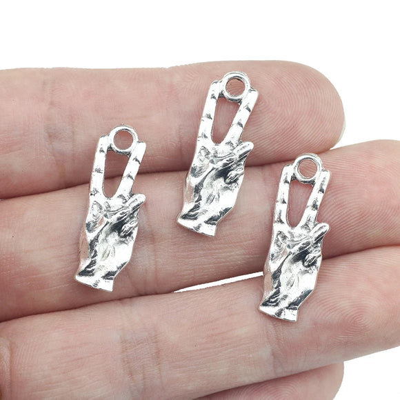 12 Pieces 10*25mm  Antique Silver Color Gesture Charms Keychain For DIY Jewelry Making