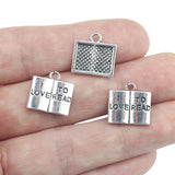 12 Pieces 14*14mm Antique Silver Color Mixed Alloy Notebook Charms Keychains Pendant  For DIY Jewelry Making