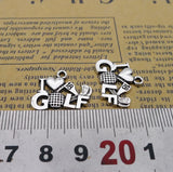 12Pcs 16*20mm Antique Silver Plated Alloy I Love Golf Words Charms Necklace Pendant Accessories Charms For Diy Jewelry Making