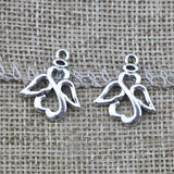12Pieces/lot 17x20mm Small Alloy Angel  Charm Antique Silver Color Heart Charms Wings of Liberty Jewelry Making Craft Pendant