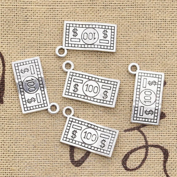 20pcs Charms 100 Dollars Money 10x19mm Antique Tibetan Pendant Findings Accessories DIY Vintage Choker Handmade Jewelry ef4355