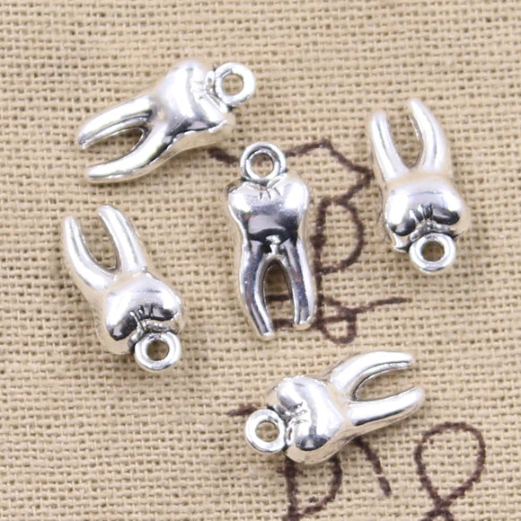 12pcs Charms 3D Zombie Tooth Teeth Molar 16x8x5mm Antique Bronze Silver Color Plated Pendant Making DIY Handmade Tibetan Finding