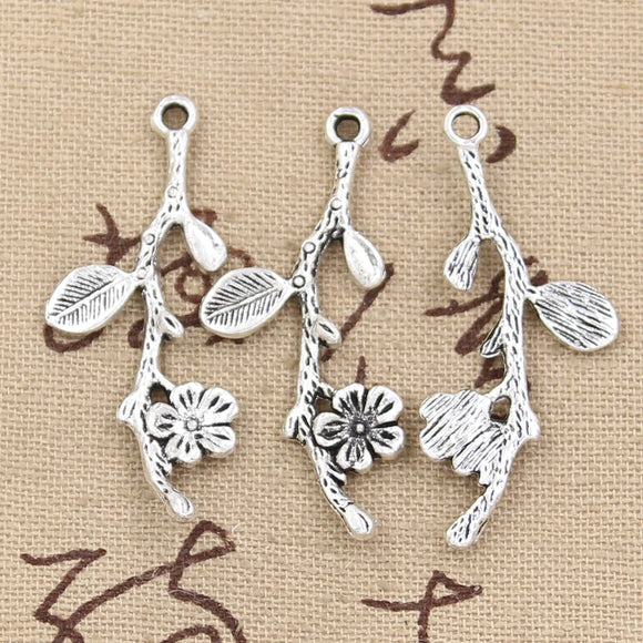 12pcs Charms Branch Cherry Blossom Flower 41x17mm Antique Making Pendant fit,Vintage Tibetan Bronze,DIY Handmade Jewelry