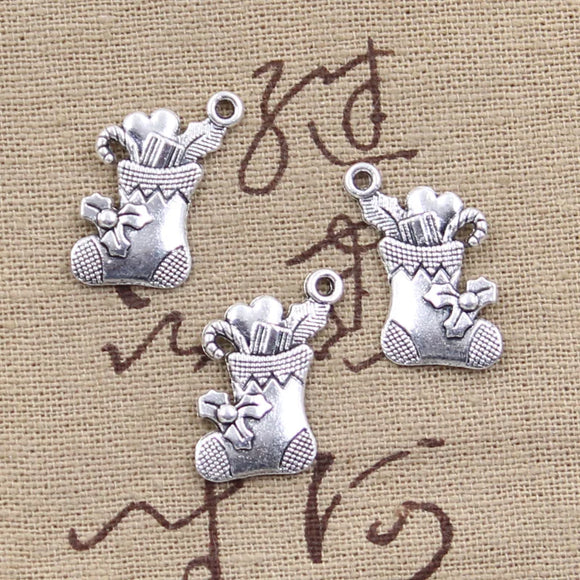 20pcs Charms Christmas Stocking 20x18mm Antique Silver Color Plated Pendants Making DIY Handmade Tibetan Finding Jewelry