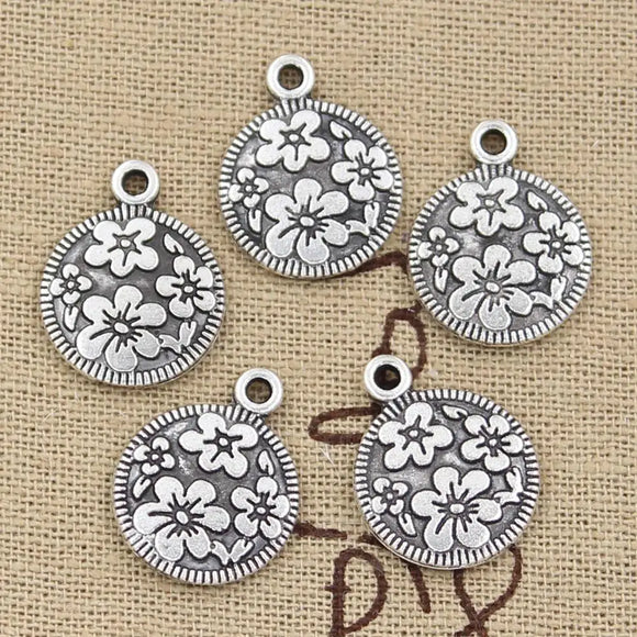 15pcs Charms Circle Flower 18x15mm Antique Making Pendant fit,Vintage Tibetan Silver color,DIY Handmade Jewelry EF3973