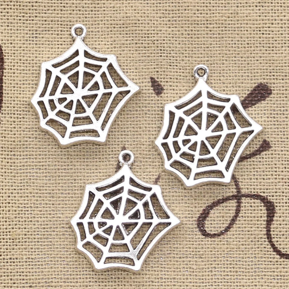 12pcs Charms Cobweb Spider Halloween 25x23mm Antique Making Pendant fit,Vintage Tibetan Bronze Silver color,DIY Handmade Jewelry
