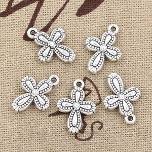 12pcs Charms Cross Flower 18x13mm Antique Tibetan Silver Color Pendant Findings Accessories DIY Vintage Choker Handmade Jewelry