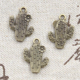 12pcs Charms Desert Cactus Flower 20x15mm Antique Bronze Silver Color Plated Pendant Making DIY Handmade Tibetan Finding Jewelry