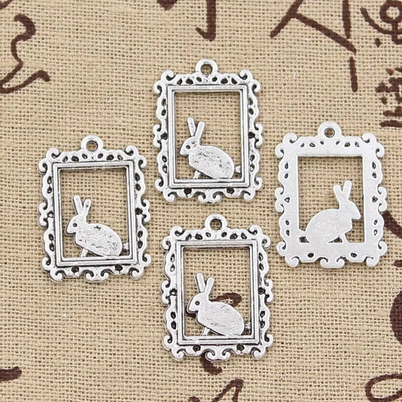 20pcs Charms Framed Rabbit 24x17mm Antique Making Pendant fit,Vintage Tibetan Bronze Silver color,DIY Handmade Jewelry