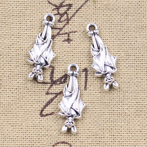 12pcs Charms Halloween Inverted Bat 24x9mm Antique Silver Color Pendants Making DIY Handmade Tibetan Finding Jewelry