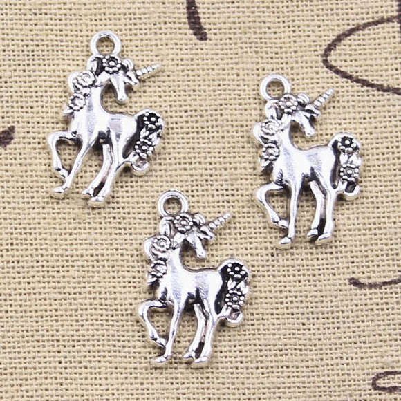 20pcs Charms Horse Unicorn 23x15mm Antique Silver Color Plated Pendants Making DIY Handmade Tibetan Silver Color Finding Jewelry