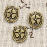 12pcs Charms Horseshoe Lucky Clover 18x15mm Antique Making Pendant fit,Vintage Tibetan Bronze Silver color,DIY Handmade Jewelry