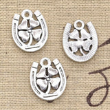 12pcs Charms Horseshoe Lucky Clover 18x15mm Antique Making Pendant fit,Vintage Tibetan Bronze Silver color,DIY Handmade Jewelry