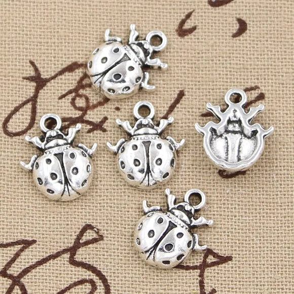 15pcs Charms Ladybug Bug 16x14mm Antique Making Pendant fit,Vintage Tibetan Bronze Silver color,DIY Handmade Jewelry