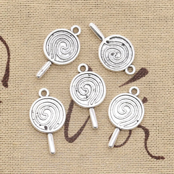 12pcs Charms Lollipop Sugar 27x14mm Antique Silver Color Pendants Making DIY Handmade Tibetan Finding Jewelry