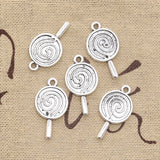 12pcs Charms Lollipop Sugar 27x14mm Antique Silver Color Pendants Making DIY Handmade Tibetan Finding Jewelry