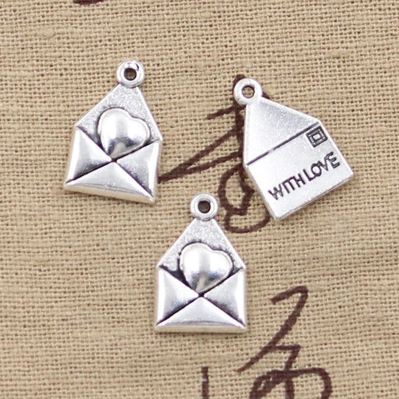 20pcs Charms Love Letter Heart With Love 18x12mm Antique Making Pendant fit,Vintage Tibetan Silver color,DIY Handmade Jewelry