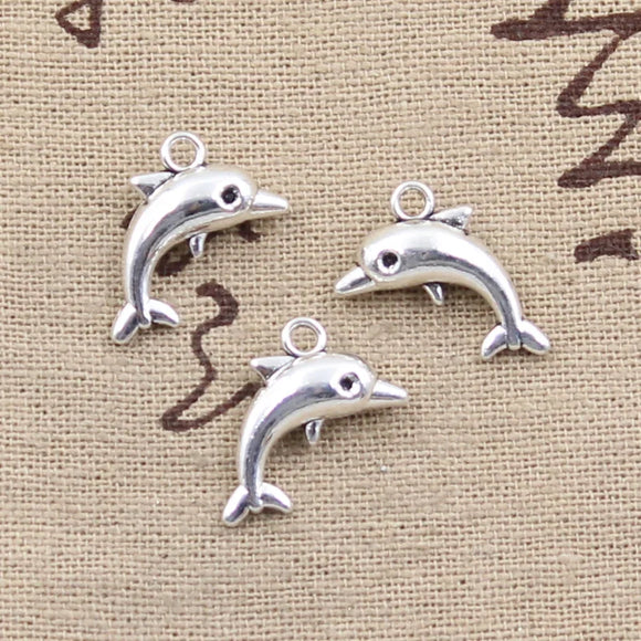 20pcs Charms Lovely Dolphin 18x11mm Antique Tibetan Bronze Silver Color Pendant Findings DIY Vintage Choker Handmade Jewelry