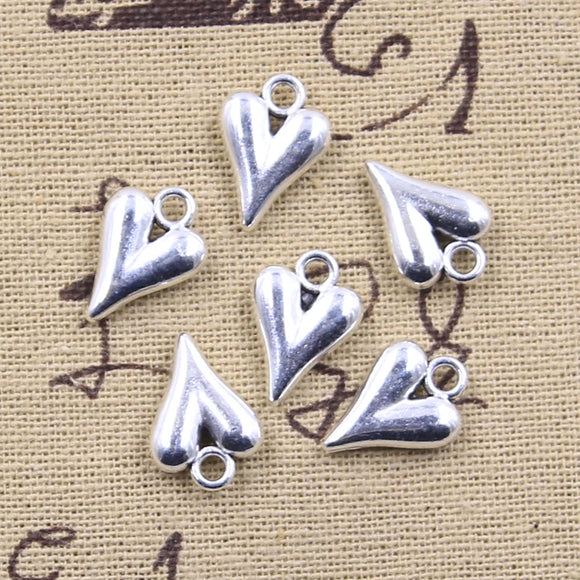 20pcs Charms Lovely Heart 16x11mm Antique Silver Color Pendants Making DIY Handmade Tibetan Finding Jewelry EF3971