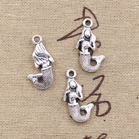 20pcs Charms Mermaid 22x11mm Antique Silver Color Pendants Making DIY Handmade Tibetan Finding Jewelry
