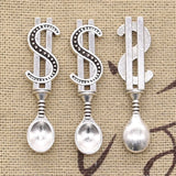 12pcs Charms Money Dollar Spoon 37x9mm Antique Silver Color Plated Pendants Making DIY Handmade Tibetan Finding Jewelry