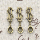 12pcs Charms Money Dollar Spoon 37x9mm Antique Silver Color Plated Pendants Making DIY Handmade Tibetan Finding Jewelry