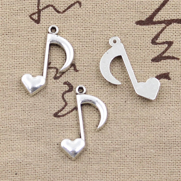 20pcs Charms Musical Note 25x16mm Antique Making Pendant fit,Vintage Tibetan Bronze Silver color,DIY Handmade Jewelry