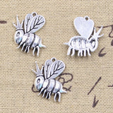 12pcs Charms Queen Bee Hornet Honey Honeybee 20x18mm Antique Silver Color Pendants Making DIY Handmade Tibetan Finding Jewelry