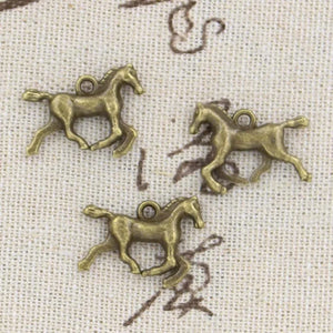 12pcs Charms Running Horse 22x15mm Antique Pendant fit,Vintage Tibetan Bronze Silver color,DIY Handmade Jewelry