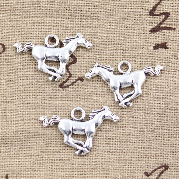 20pcs Charms Running Horse Steed 12x28mm Antique Silver Color Pendants Making DIY Handmade Tibetan Finding Jewelry