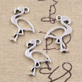 20pcs Charms Single Stand Crane Flamingo 24x17mm Antique Silver Color Pendants Making DIY Handmade Tibetan Finding Jewelry