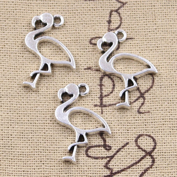 20pcs Charms Single Stand Crane Flamingo 24x17mm Antique Silver Color Pendants Making DIY Handmade Tibetan Finding Jewelry