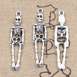 12pcs Charms Skull Skeleton Man 39x9mm Antique Silver Color Plated Pendants Making DIY Handmade Tibetan Finding Jewelry