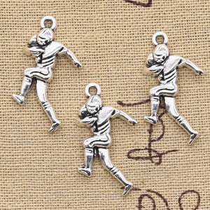 12pcs Charms Soccer Player Sporter 30x13mm Antique Silver Color Pendants Making DIY Handmade Tibetan Finding Jewelry