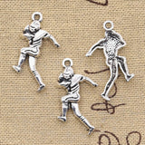 12pcs Charms Soccer Player Sporter 30x13mm Antique Silver Color Pendants Making DIY Handmade Tibetan Finding Jewelry