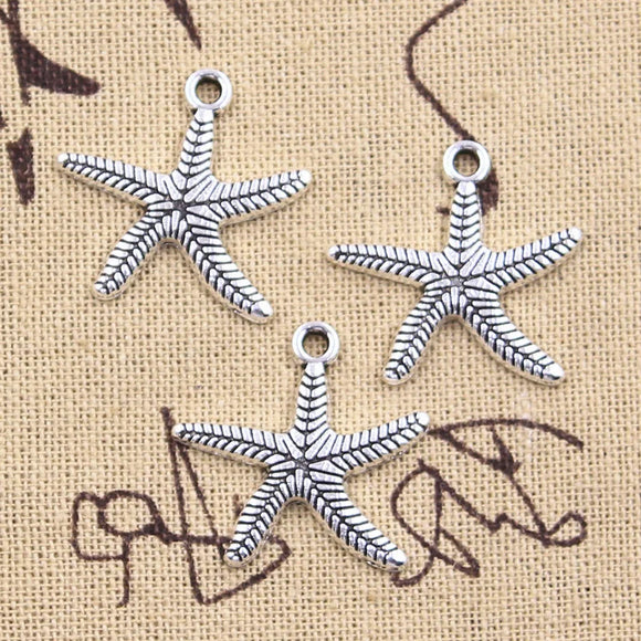 12pcs Charms Starfish Sea Star 24x25mm Antique Silver Color Pendants Making DIY Handmade Tibetan Finding Jewelry ef4458