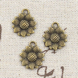 12pcs Charms Sunflower Flower 18x15mm Antique Bronze Silver Color Plated Pendants Making DIY Handmade Tibetan Finding Jewelry