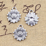 12pcs Charms Sunflower Flower 18x15mm Antique Bronze Silver Color Plated Pendants Making DIY Handmade Tibetan Finding Jewelry