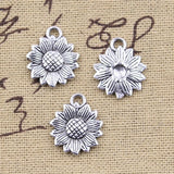 12pcs Charms Sunflower Flower 18x15mm Antique Bronze Silver Color Plated Pendants Making DIY Handmade Tibetan Finding Jewelry