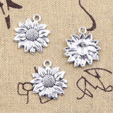 12pcs Charms Sunflower Flower 21x19mm Antique Silver Color Pendants Making DIY Handmade Tibetan Finding Jewelry